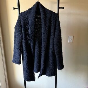 Strom Deep Blue Textured wool Cardigan